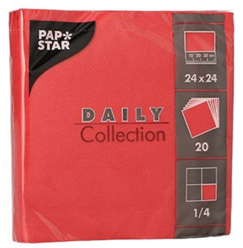 PAPSTAR Cocktail-Servietten, 240 x 240 mm, 3-lagig, rot