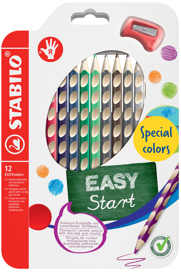 STABILO Dreikant-Buntstifte EASYcolors R, 12er Etui