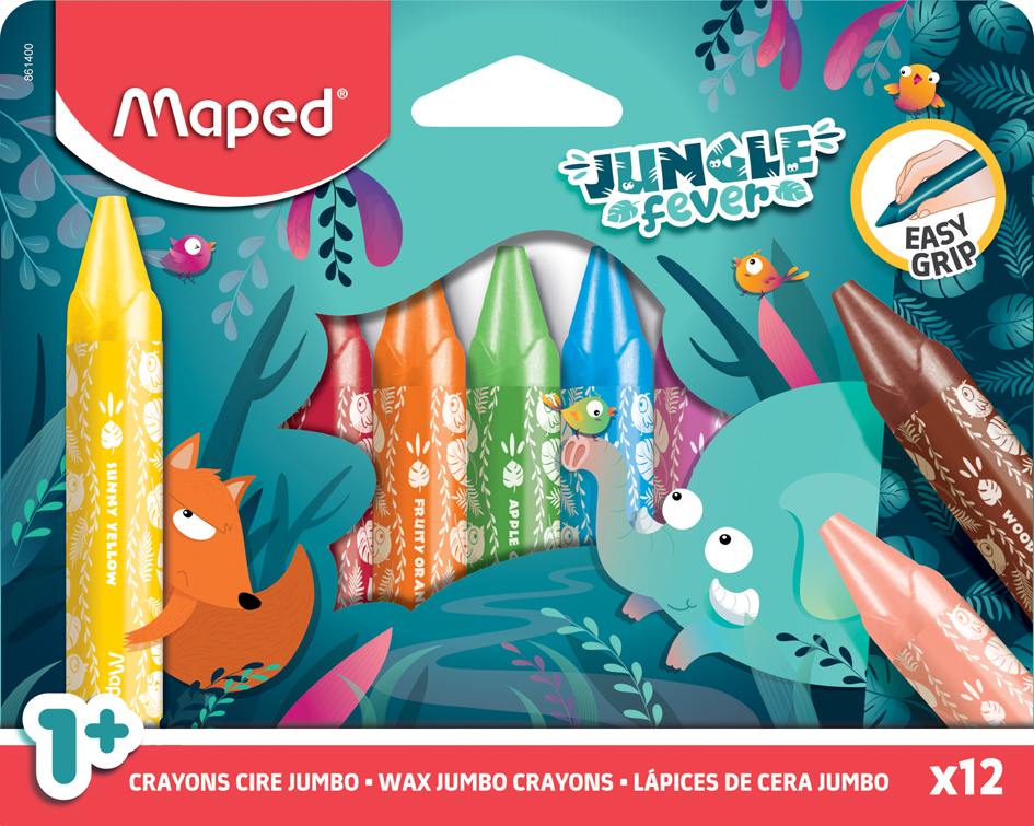 Maped Wachsmalstift JUNGLE fever JUMBO, 12er Kartonetui