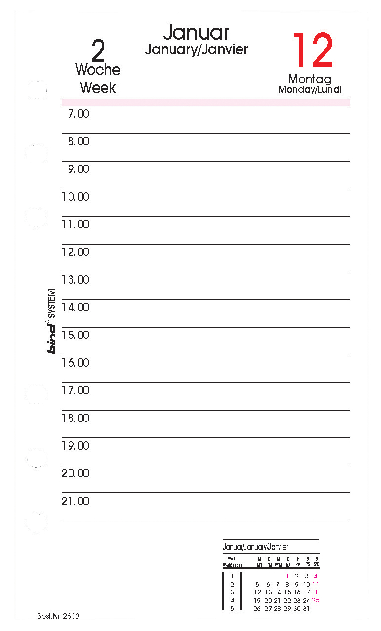 bind Ersatzkalender 2025 für Terminplaner A6, Modell 10603