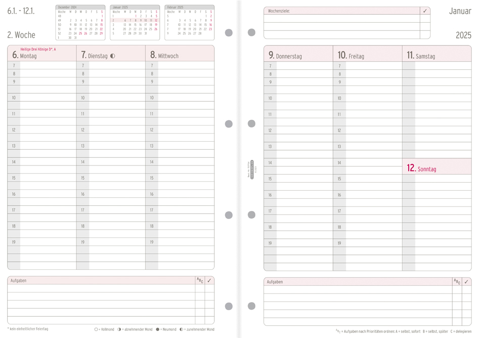 CHRONOPLAN Wochenplan 2025, 1 Woche/2 Seiten, DIN A4