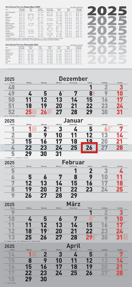 rido idé Wandkalender , 5-Monatskalender, , 2025