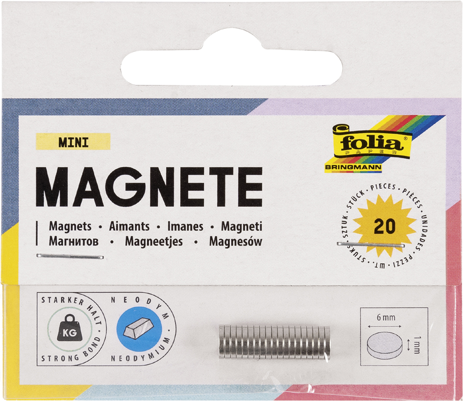 folia Mini-Neodym-Magnet, Durchm.: 6 mm x (H)1 mm, silber