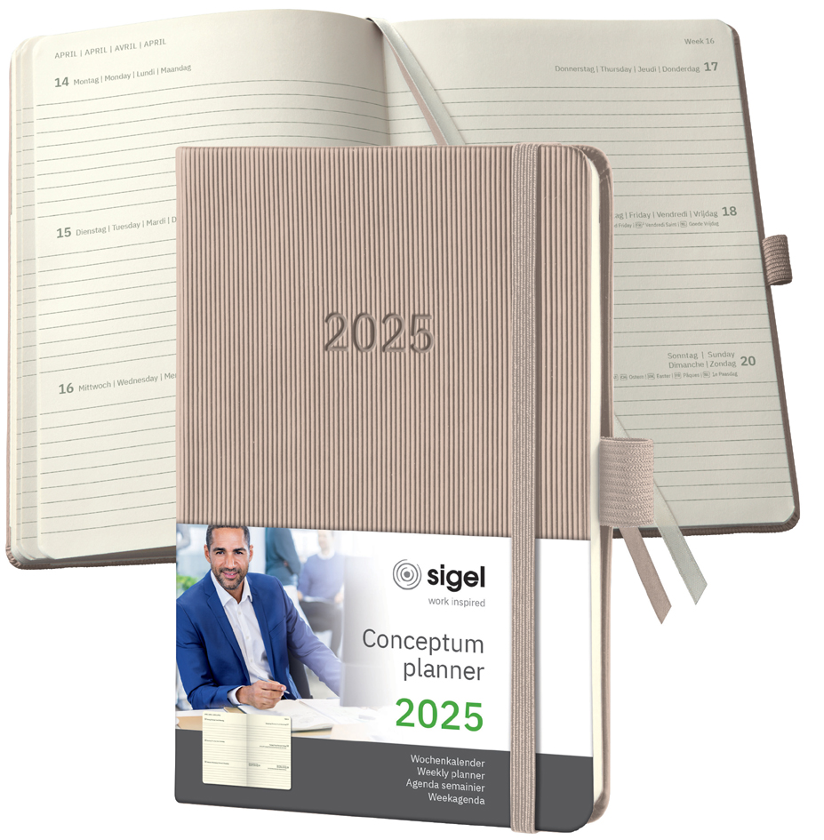 sigel Buchkalender Conceptum 2025, ca. DIN A6, taupe