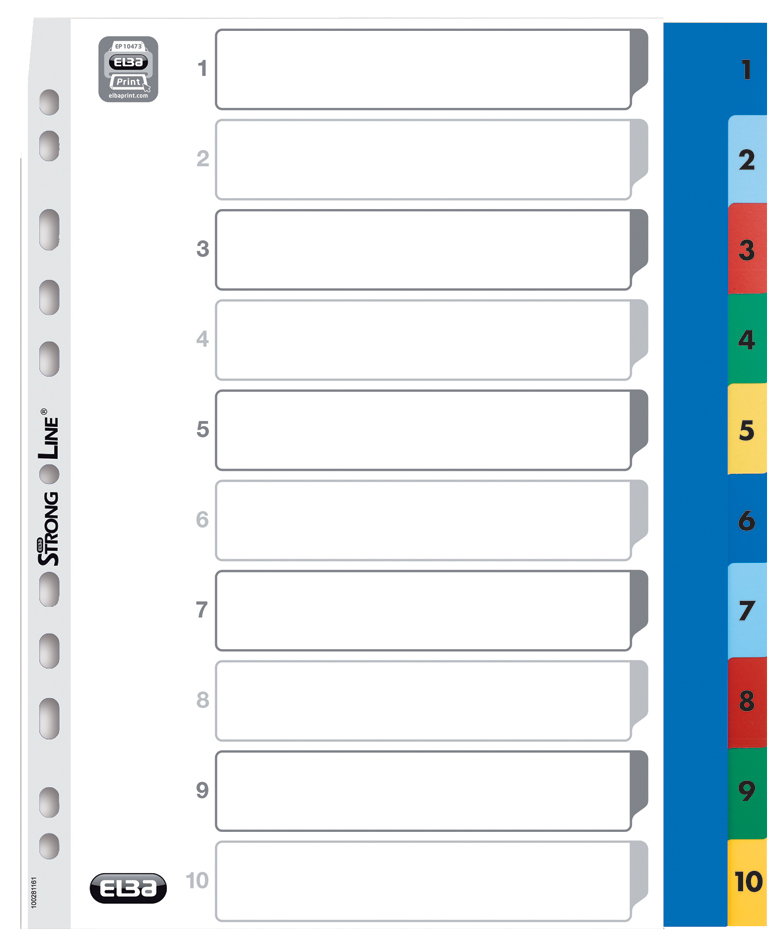 3045050228049 - Kunststoff-Register Zahlen A4+ farbig 10-teilig