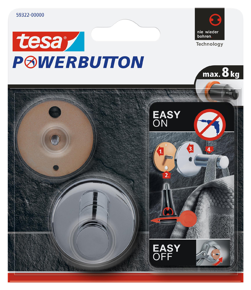 tesa Powerbutton Haken Universal large, chrom