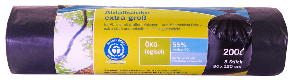 Secolan Abfallsack, extra groß, schwarz, 200 Liter