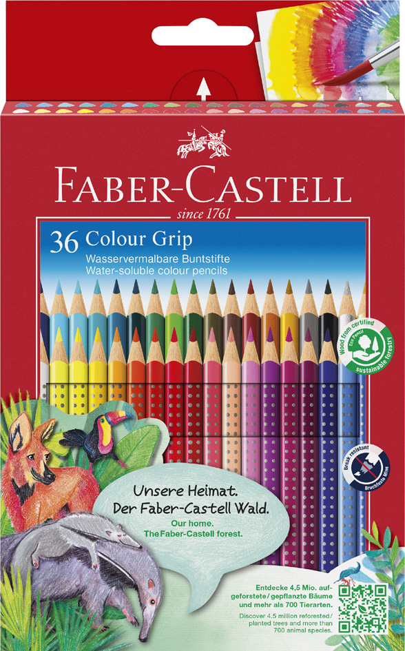 FABER-CASTELL Dreikant-Buntstifte Colour GRIP, 36er Etui