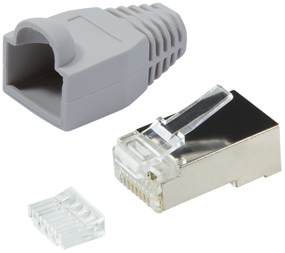 4052792027488 - MP0021 RJ45-Steckverbinder cat 6 geschirmt MP0021 Stecker gerade Pole 8P8C Grau 100 St - Logilink