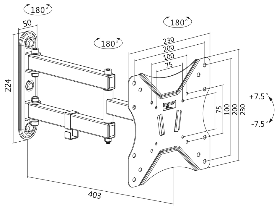 LogiLink TV-Wandhalterung Full Motion, für 58,42 - 106,68 cm