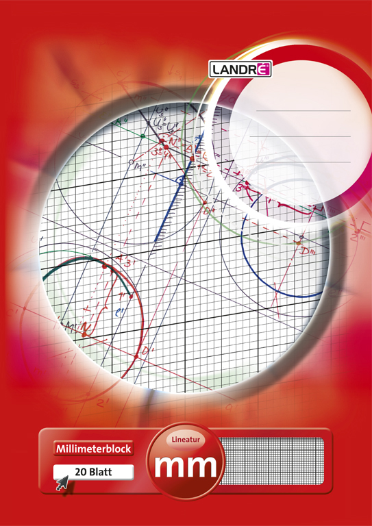 4006144575325 - 20 x Millimeterblock A4 25 Blatt 80 g qm Linienfarbe rot