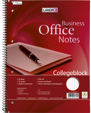 LANDRÉ Collegeblock , Business Office Notes,  DIN A5, kariert