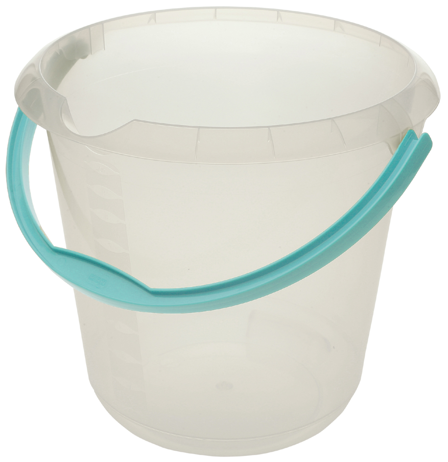 4052396058444 - - Mehrzweck-Eimer (Wasser oder Müll) mit integrierter Mess-Skala und ergonomischem Griff 10 l Mika Transparent