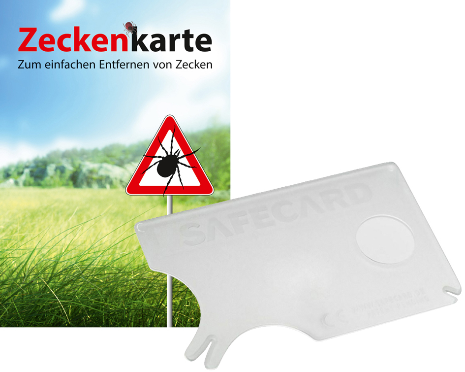 RNK Zeckenkarte , Safecard,  mit Lupe, 85 x 54 mm