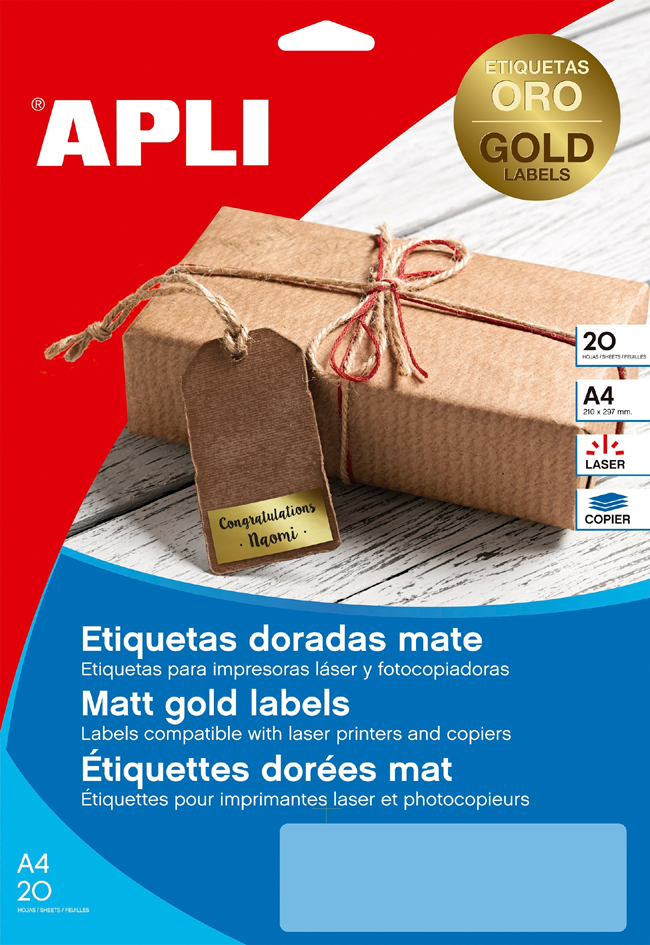 8410782148876 - Nicht Zutreffend - Drucker-Etiketten Apli 635 x 296 mm Gold 20 Bettlaken