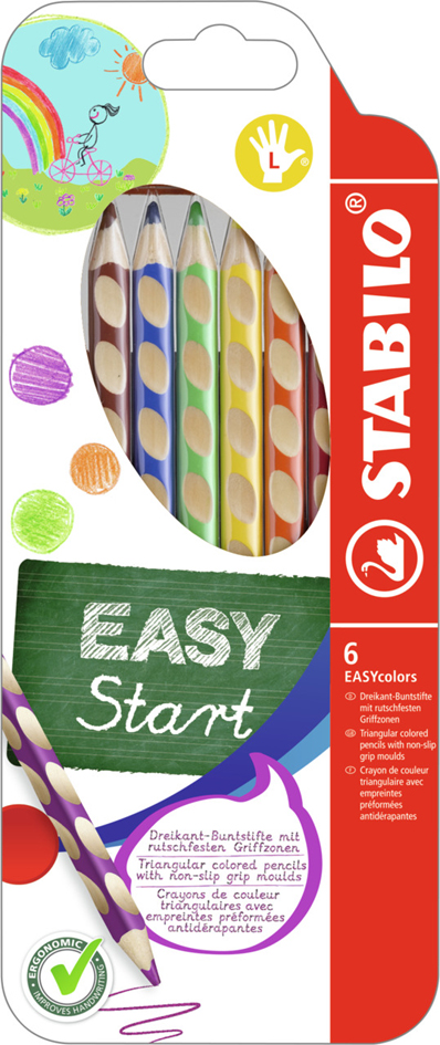 STABILO Dreikant-Buntstifte EASYcolors L, 6er Etui