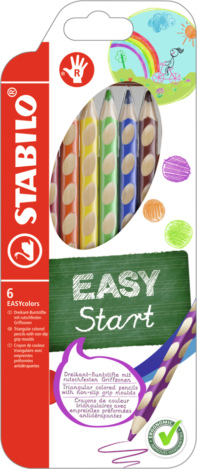 STABILO Dreikant-Buntstifte EASYcolors R, 6er Etui