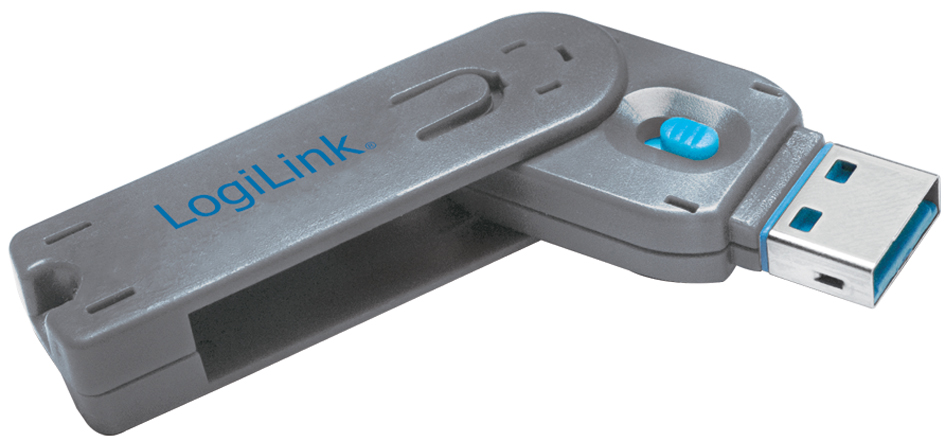 4052792045130 - LogiLink USB-A Port Schloss USB PORT LOCK 1 KEY Silber Blau inkl 1 Schlüssel AU0044