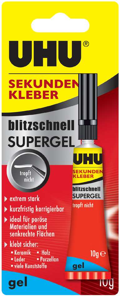 UHU Sekundenkleber blitzschnell SUPERGEL, 10 g in Tube