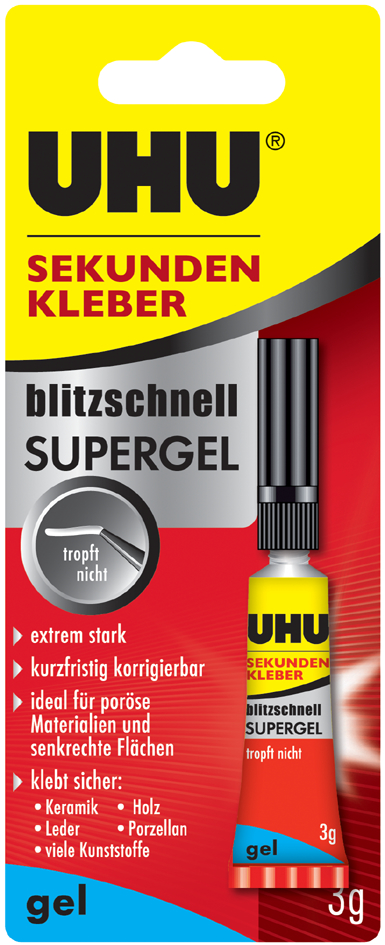 UHU Sekundenkleber blitzschnell SUPERGEL, 3 g