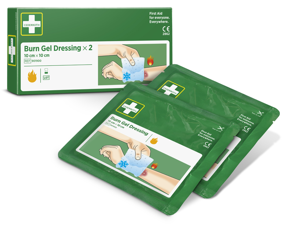 7310619019007 - Cederroth Burn Gel Dressing Verband Gelkompressen bei Brandwunden durch Verbrennungen 1 Packung = 2 Stück