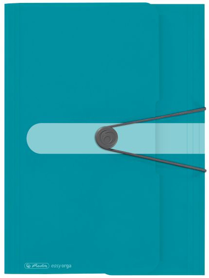 4008110562476 - herlitz Sammelmappe Color-Blocking Caribbean Turquoise A4 3 Einschlagklappen mit Verschlussknopf und Gummizug - 1 Stück (50015900)