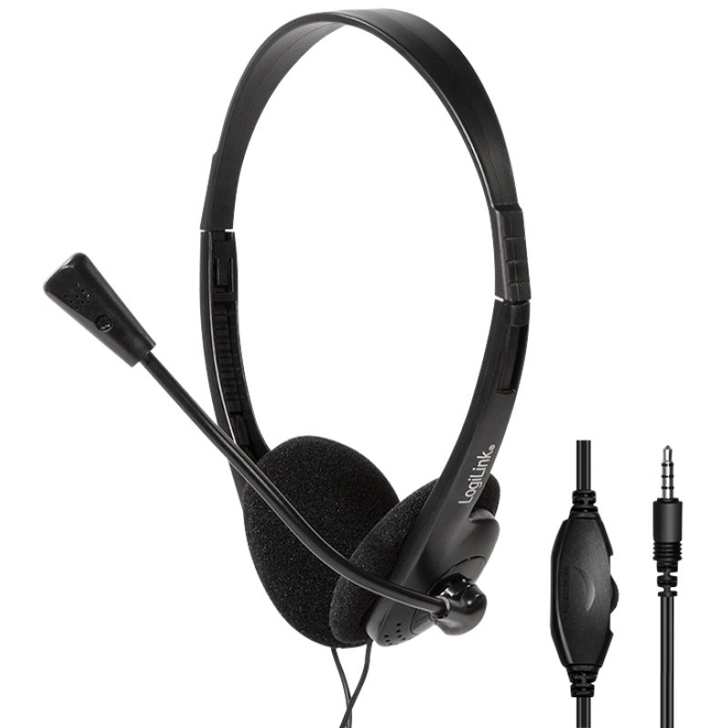 LogiLink Stereo Headset, mit Bgelmikrofon, schwarz