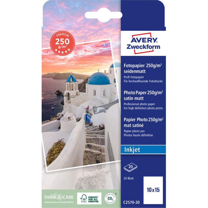 AVERY Zweckform Inkjet Fotopapier PREMIUM, 10 x 15 cm, wei