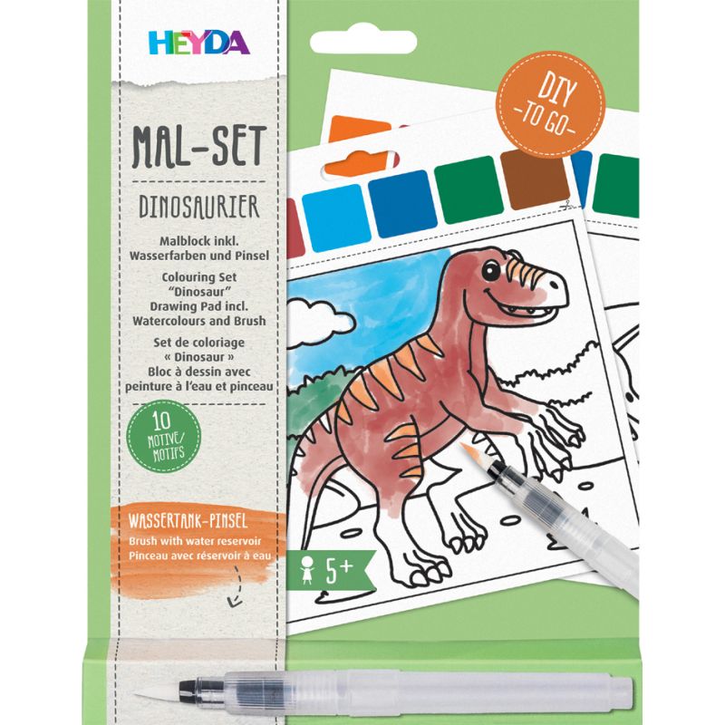 HEYDA Wasserfarben-Malset Dinosaurier, 10 Motive