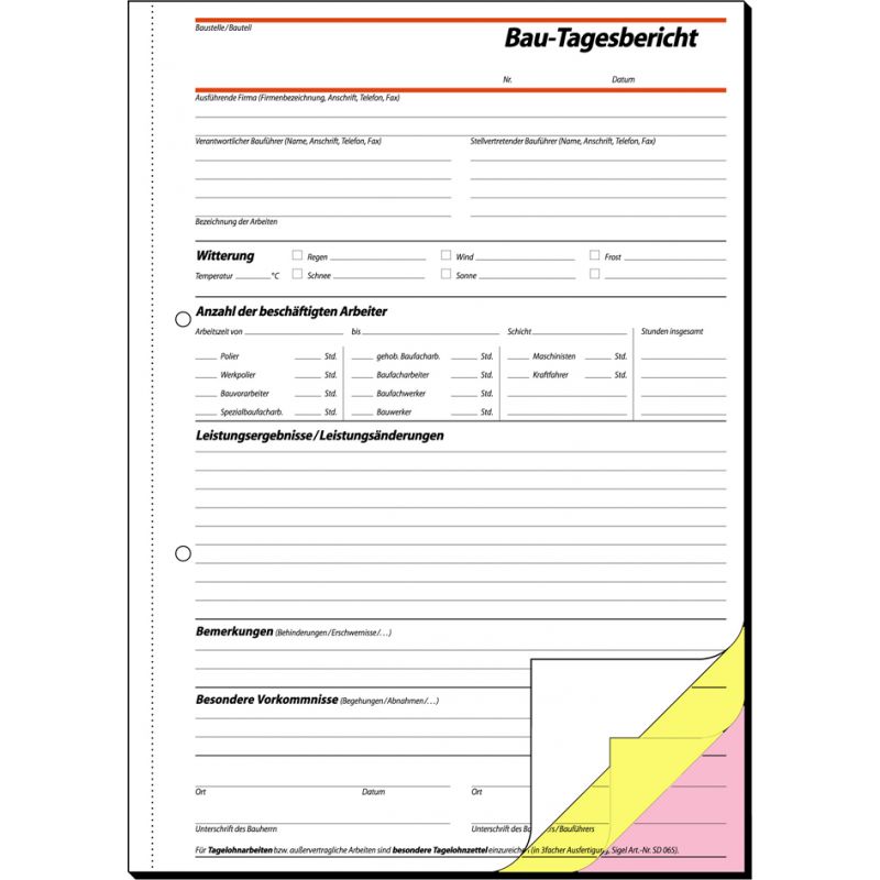 sigel Formularbuch 'Bautagebuch', A4, 3 x 40 Blatt, SD (SD063)