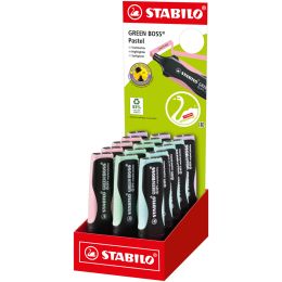 STABILO Textmarker GREEN BOSS Pastel, 15er Karton-Display