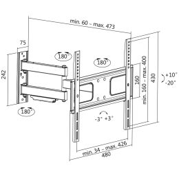 LogiLink TV-Wandhalterung Full Motion, fr 81,28 - 139,7 cm