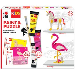 Marabu KiDS Paint & Puzzle Set Little Artist, Flamingo