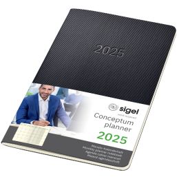 sigel Taschenkalender Conceptum 2025, ca. DIN A5, schwarz