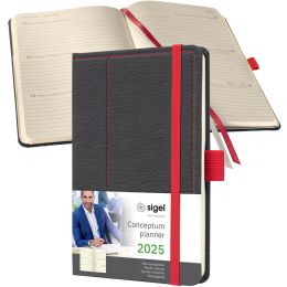 sigel Taschenkalender Conceptum Design Casual 2025, grau/rot