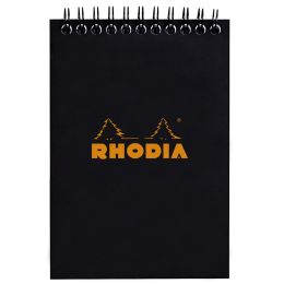 RHODIA Spiralnotizblock No. 13, DIN A6, kariert, schwarz