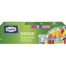 TOPPITS Allzweckbeutel mit Zipper, 28 x 1 Liter, transparent