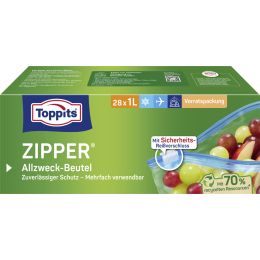 TOPPITS Allzweckbeutel mit Zipper, 8 x 3 Liter, transparent