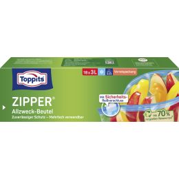 TOPPITS Allzweckbeutel mit Zipper, 12 x 6 Liter, transparent