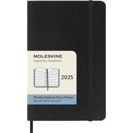 MOLESKINE Buchkalender 2025, Monat, L/A5, Softcover, schwarz