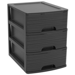 EDA Schubladenbox STONE, DIN A5, 3 Schbe, PP, schwarz