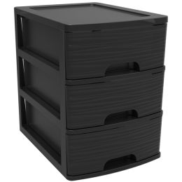 EDA Schubladenbox STONE, DIN A4, 3 Schbe, PP, schwarz