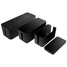 LogiLink Kabelbox-Set, 3 Gren, schwarz