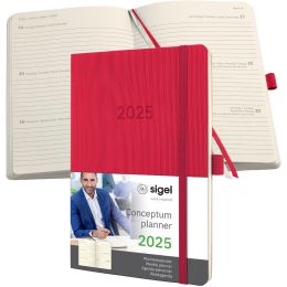 sigel Buchkalender Conceptum 2025, ca. DIN A5, rot