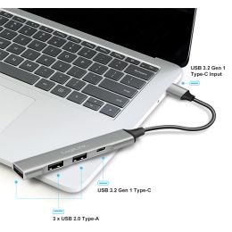 LogiLink USB 3.2 Gen1 Hub, 4-Port, Aluminiumgehuse, grau