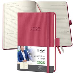 sigel Taschenkalender Conceptum 2025, ca. DIN A6,schwarz/rot