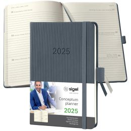 sigel Taschenkalender Conceptum 2025, ca. DIN A6, taupe