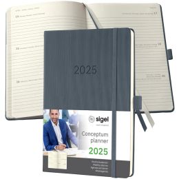 sigel Buchkalender Conceptum 2025, ca. DIN A5, schwarz/rot